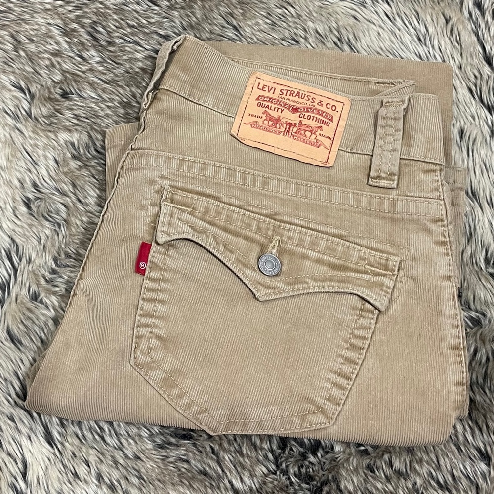 Levi’s Khaki Corduroy Low Flare 542 Size 12